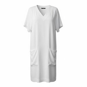 Splendid White V Neck Shift Dress Pockets Beach Cover Up Summer XS NWT